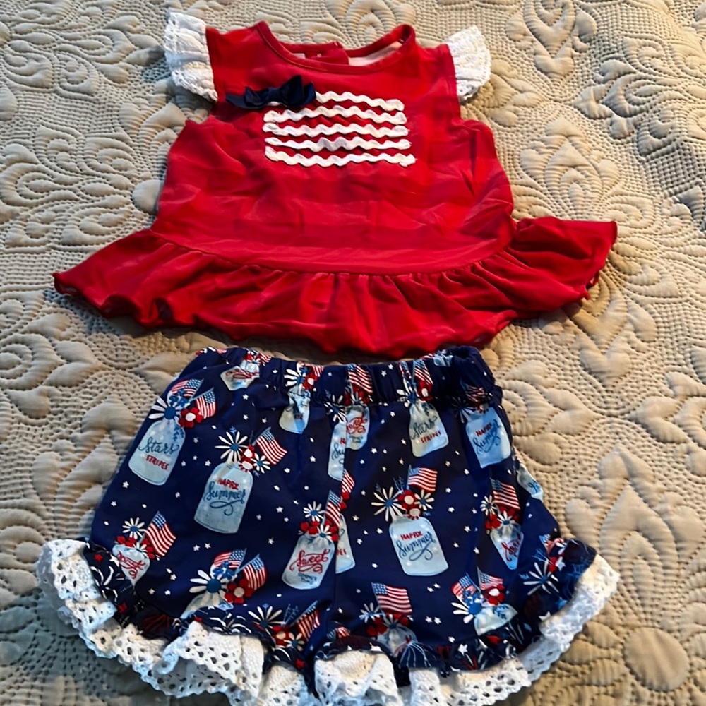 Ricrac & Ruffles Red, White and Blue Short Set